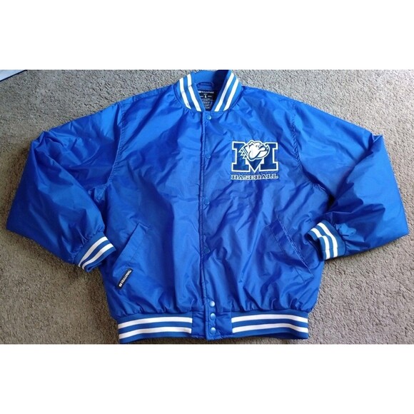 Vintage Mississippi State Bulldogs Bomber Jacket Blue Sz L Holloway Baseball - Picture 1 of 4